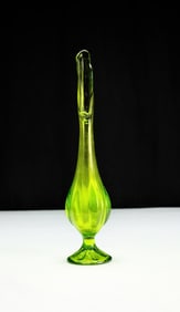Mid-Century Modern Green Swung Glass Bud Vase