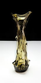 Mid-Century Sculptural Smoked Art Glass Vase