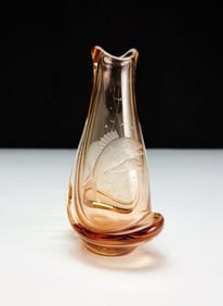 Orrefors Graal Pink Bud Vase, Sven Palmqvist