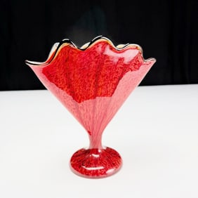 Fanz Welz Bohemian Cranberry Cased Glass Vase