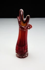 Mid-Century Modern Cranberry Swung Glass Vase