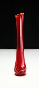Mid-Century Modern Ruby Red Amberina Swung Stretch Vase
