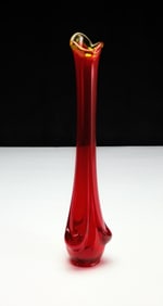 Mid-Century Modern Ruby Amberina Swung Vase