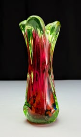 Mid-Century Modern 'Watermelon' Art Glass Vase