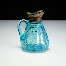 Northwood Daisy & Fern Blue Opalescent Syrup Pitcher