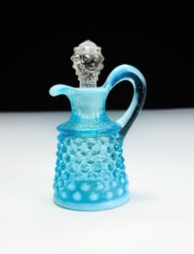 Vintage Fenton Blue Opalescent Hobnail Cruet