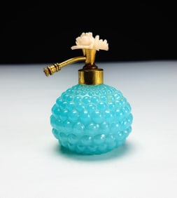 Vintage Irving Rice Blue Hobnail Perfume Bottle