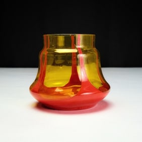 Bohemian Czech Amberina Art Glass Vase