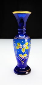 Bohemian Czech Cobalt Blue Bud Vase