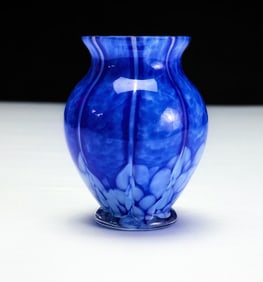 Mid-Century Modern Blue Cased Art Glass Vase
