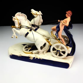 Royal Dux Porcelain Chariot Group Figurine