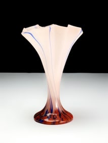 Kralik Art Nouveau Spatter Glass Star Rim Vase