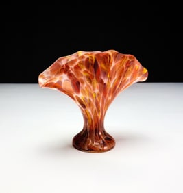 Bohemian Czech Spatter Art Glass Fan Vase