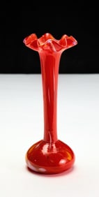 Bohemian Czech Spatter Art Glass Bud Vase