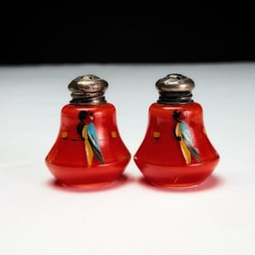 Bohemian Czech Art Glass Salt Pepper Shakers