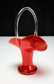 Bohemian Czech Art Deco Case Glass Basket