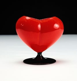 Bohemian Czech Art Deco Tango Glass Heart Vase