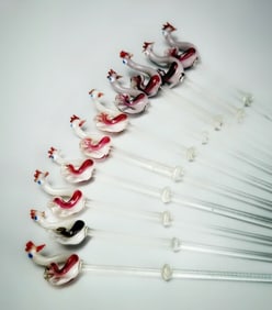 Glass Rooster Cocktail Stirrers, Set of 12