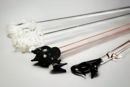 Lot of 4 Glass Cocktail Stirrers