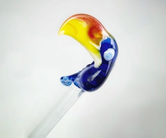 Glass Stir Stick with Toucan Head Design