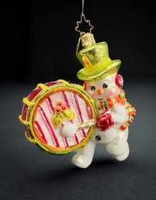 Christopher Radko Snowman with Drum Ornament
