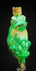 Glass Frog Prince Christmas Ornament