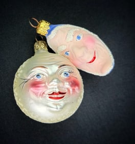 Two Christopher Radko Moon Ornaments