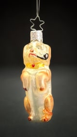 Inge Glas West Germany Dog with Pipe Ornament