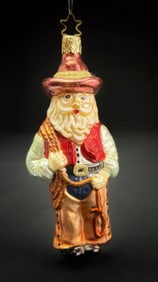 Inge Glas Cowboy Santa Glass Ornament