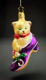 Inge Glas West Germany Kitten Shoe Ornament