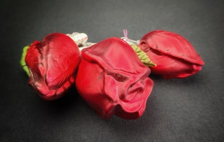 Set of 3 Inge Glas Clip-On Rose Ornaments