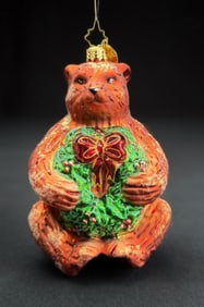 Christopher Radko Bear with Wreath Ornament