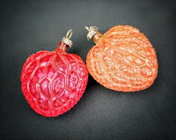 Two Antique German Glass Fruit Ornaments