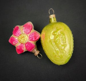 Two Antique German Glass Christmas Ornaments
