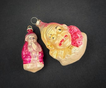Two Antique German Glass Figural Ornaments