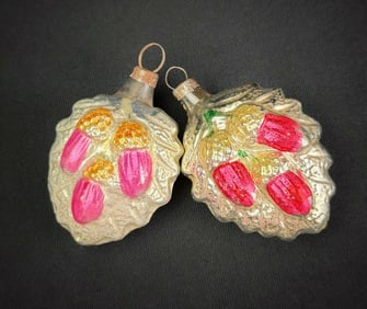 Pair of Antique German Glass Acorn Ornaments