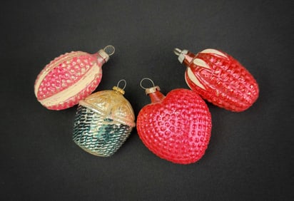 Lot of 4 Antique German Glass Ornaments