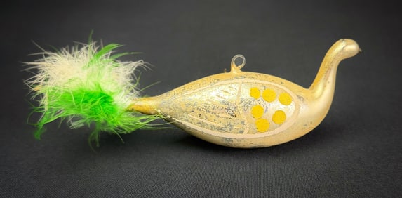 German Glass Feather Tail Bird Ornament