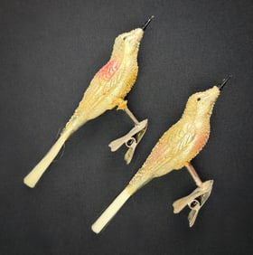 Pair of German Glass Clip-On Bird Ornaments