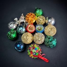 Vintage Plastic Christmas Ornament Lot