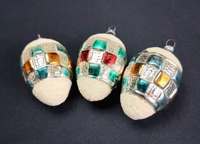 Vintage Pinecone Glass Ornaments, c. 1930-40s