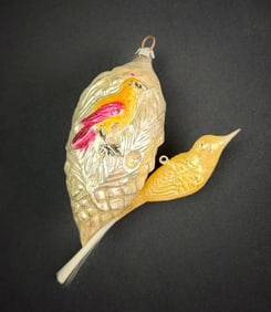 Two Antique German Glass Bird Ornaments