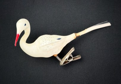 Antique German Glass Swan Clip-On Ornament