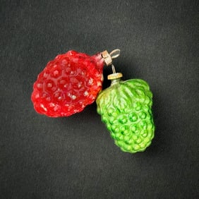 Two Antique German Glass Berry Ornaments