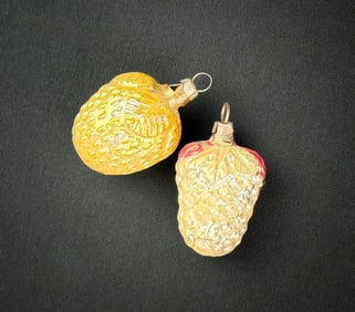 Two Antique German Glass Fruit Ornaments