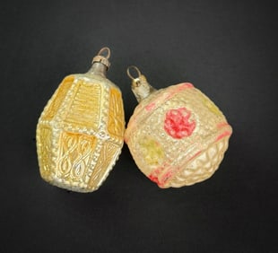 Two Antique German Glass Christmas Ornaments