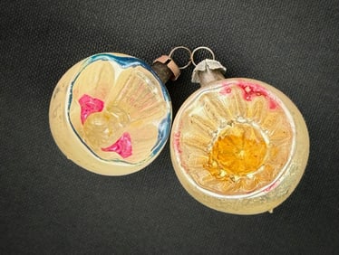 Pair of German Glass Reflector Ornaments