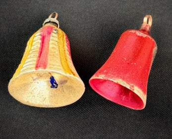 Two Antique German Glass Bell Ornaments