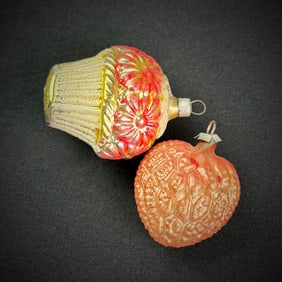 Two Antique German Glass Christmas Ornaments