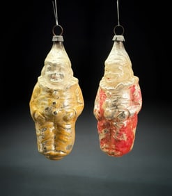 Two Antique German Glass Clown Ornaments